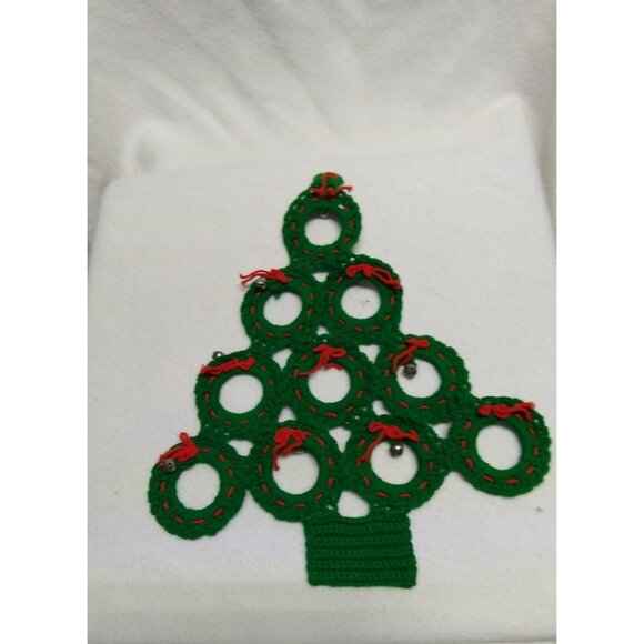 Handmade Crochet Christmas Tree With Wreath Ornaments & Bells‎ - Picture 2 of 6